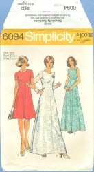 6094 SIMPLICITY 1973 SEAMED DRESS SLEEVES OR NOT LENGTHS PATTERN 10, 12, 14, 16, 18